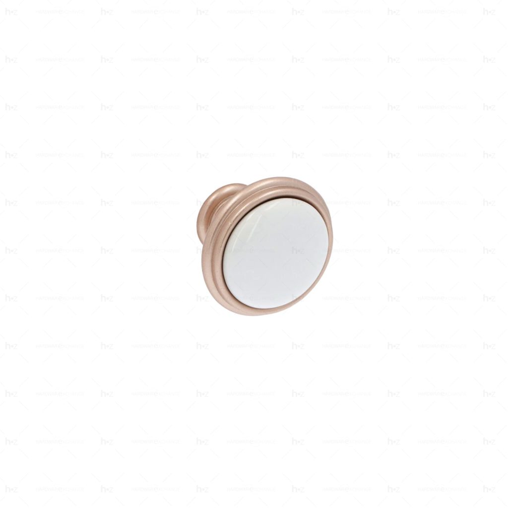 Boutons pour meubles en zamac et  Porcelaine  Diamètre 35  Or mat rose Lot de 25