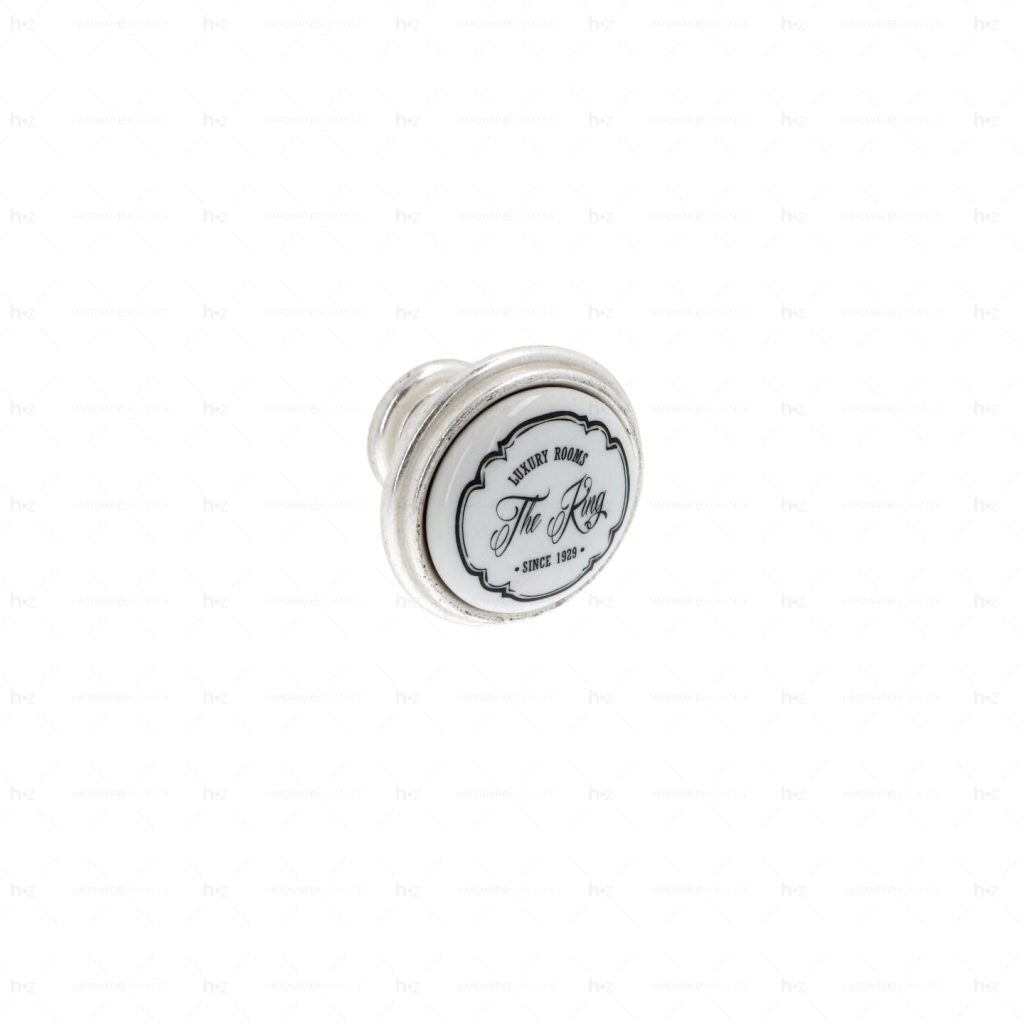 Boutons pour meubles en zamac et  Porcelaine  Diamètre 35  Venise argenté Lot de 25