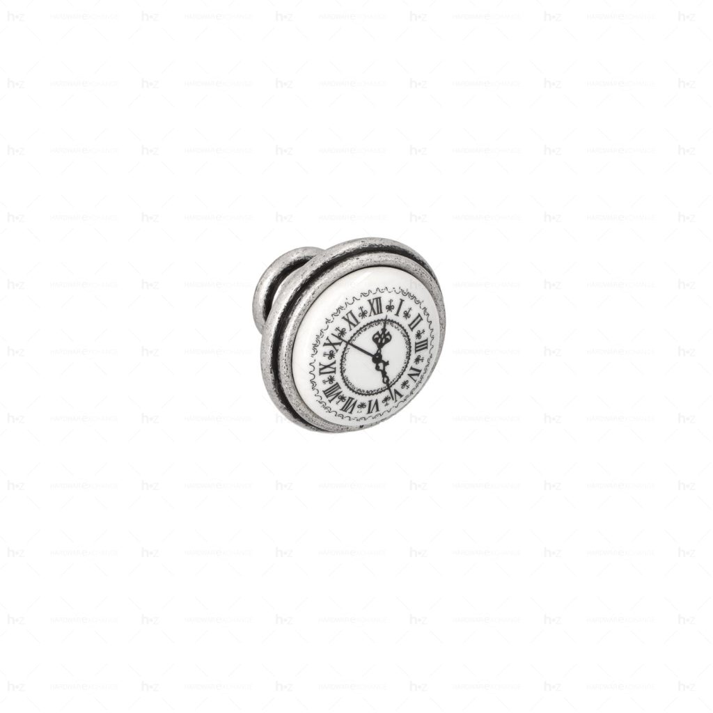Boutons pour meubles en zamac et  Porcelaine  Diamètre 35  Vieil argent brillant Lot de 25