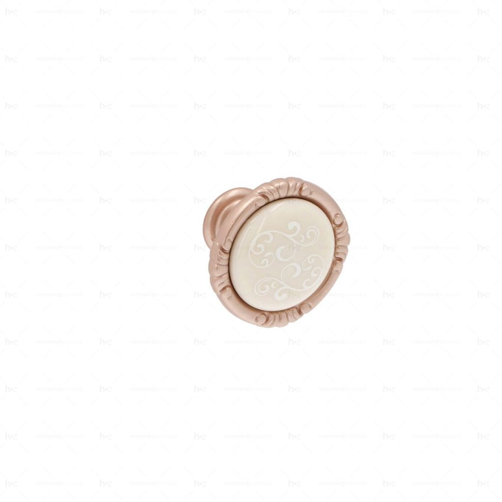 Boutons pour meubles en zamac et  Porcelaine  Diamètre 38  Or mat rose Lot de 25