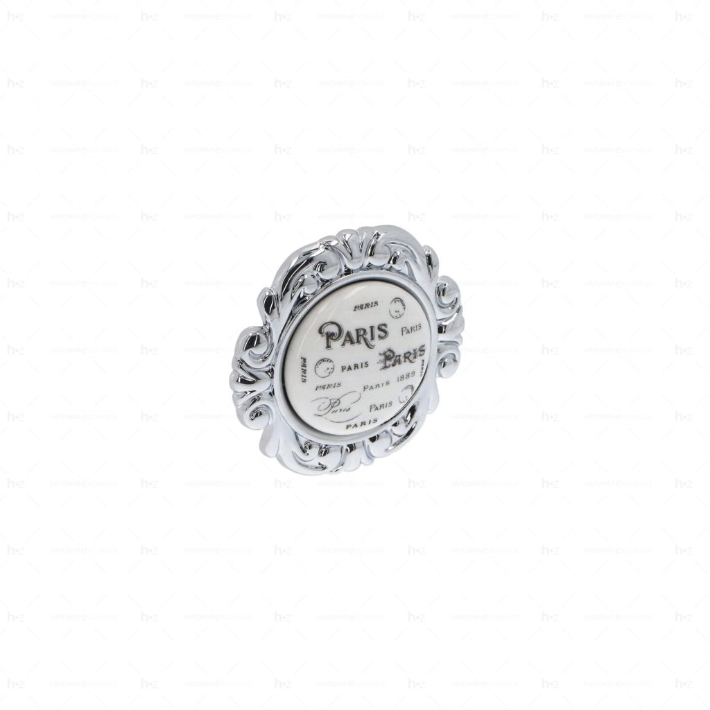 Boutons pour meubles en zamac et  Porcelaine  Diamètre 45  chrome poli Lot de 25