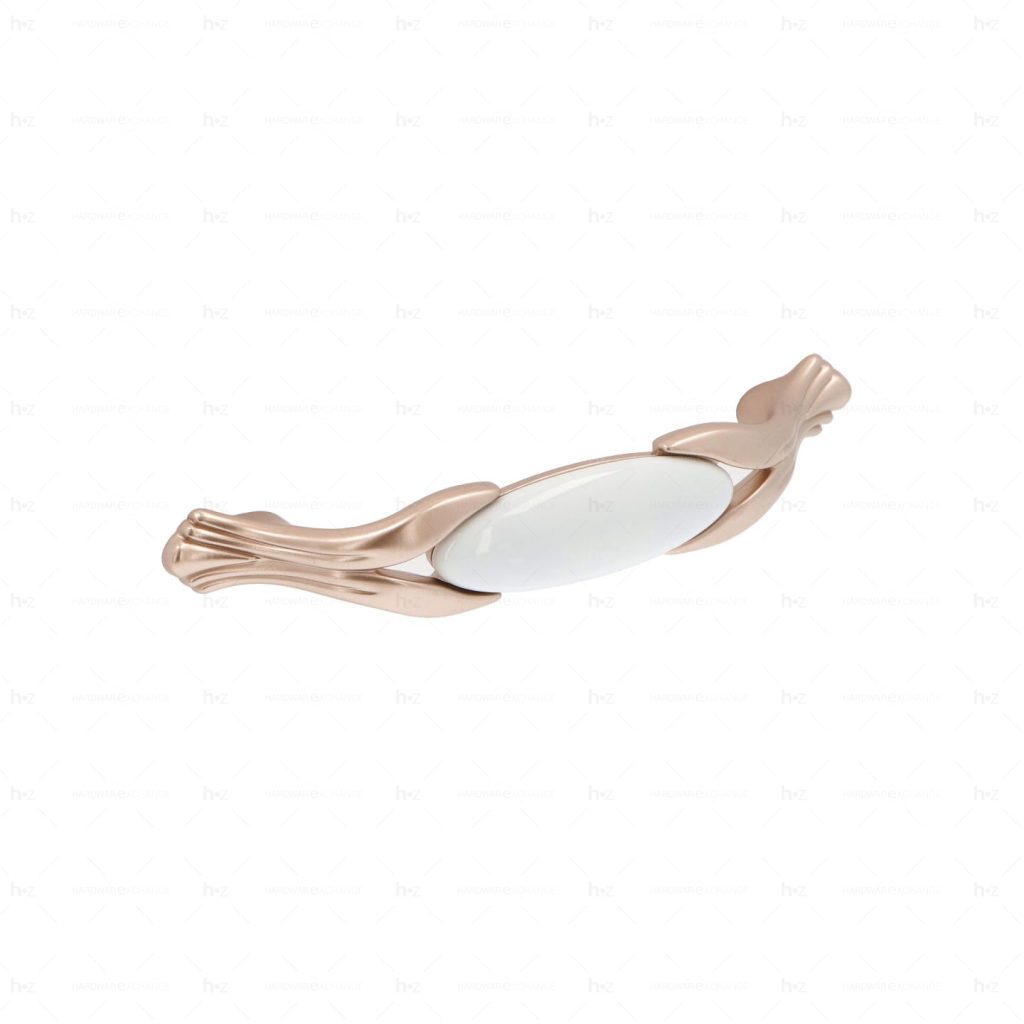Poignée pour meubles en zamac et  Porcelaine  Entraxe 96  Or mat rose Lot de 25