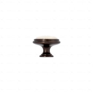 Boutons pour meubles en zamac et  Porcelaine  Diamètre 35  Brun alu - Image 2