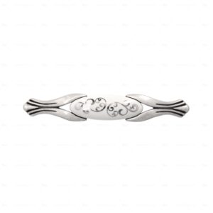 Poignée pour meubles en zamac et  Porcelaine  Entraxe 96  Vieil argent brillant  Lot de 5 – Image 3
