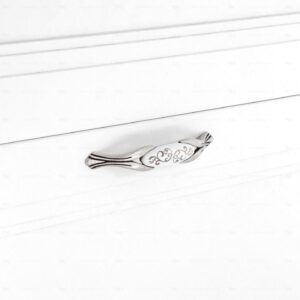 Poignée pour meubles en zamac et  Porcelaine  Entraxe 128  Vieil argent brillant Lot de 25 – Image 5
