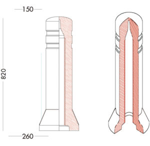 Poteau fixe hauteur 820 mm, protection caoutchouc. - immagine 3