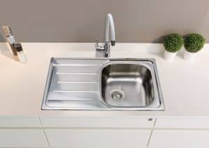 Évier de cuisine, 1 bac plus 1 égouttoir, inox satiné. - Imagen 3