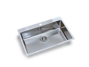 Évier de cuisine, 1 bac, inox satiné.