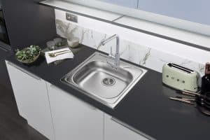 Évier de cuisine, 1 bac, inox satiné. - Imagen 2