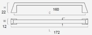 POIGNÉE 160MM CHROME  MAT, LOT DE 12 – Image 2