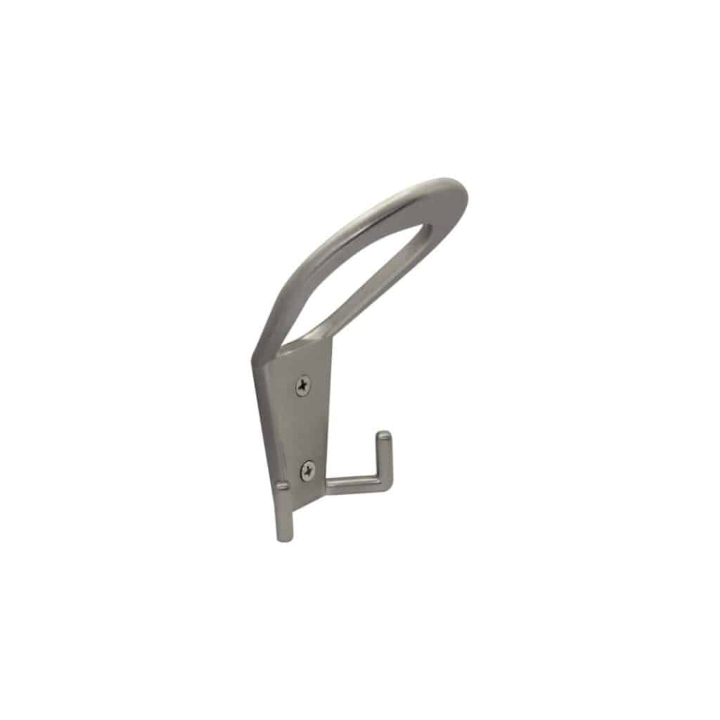 Patère en zamac, finition nickel satiné, fixation a visser - Gris / argent, Zamak