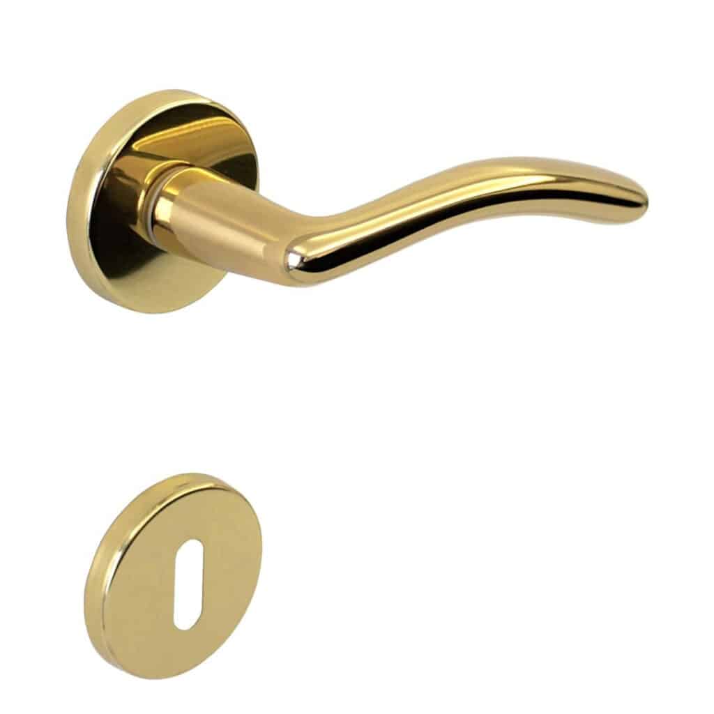 Poignée de porte intérieure (couple) en laiton finition HR laiton poli - Jaune / doré
