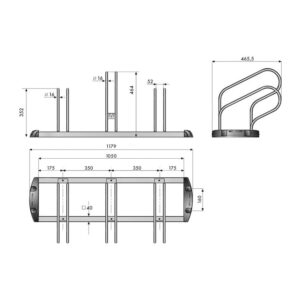 Râtelier porte vélos *premium* 3 places 1 Haut 2 Bas  livré avec fixations vis et chevilles - immagine 3