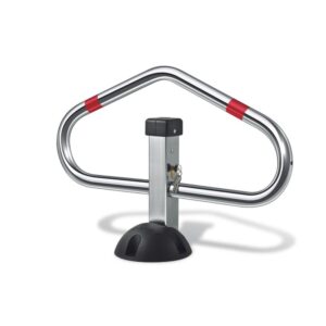 Barrière de parking *premium*  1 pied, fermeture par cylindre européen, livrée avec fixations vis et chevilles, en forme de cœur inversé. - Gris / argent, Acier