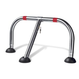 Barrière de parking *premium*, a clef, rabattable 3 pieds - Gris / argent, Acier