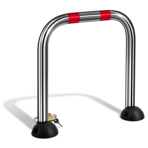 Barrière de parking *premium*arceau, a cadenas,  rabattable 2 pieds, - Gris / argent, Acier