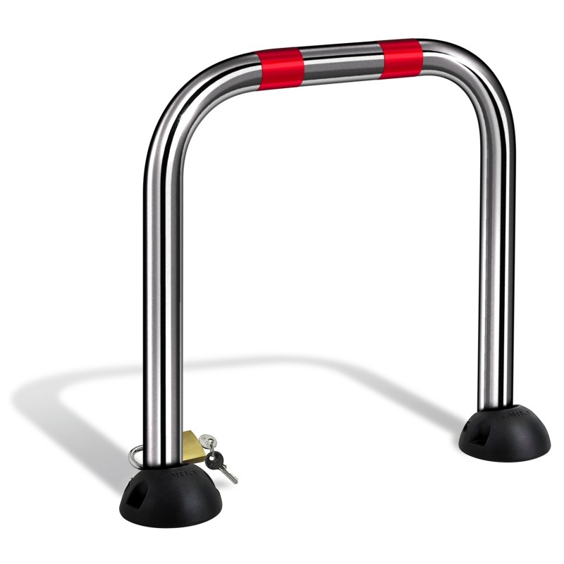 Barrière de parking *premium*arceau, a cadenas,  rabattable 2 pieds, - Gris / argent, Acier