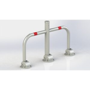Barriére de parking arceau a 3 pieds parallèles, fermeture par cylindre européen - Gris / argent, Acier