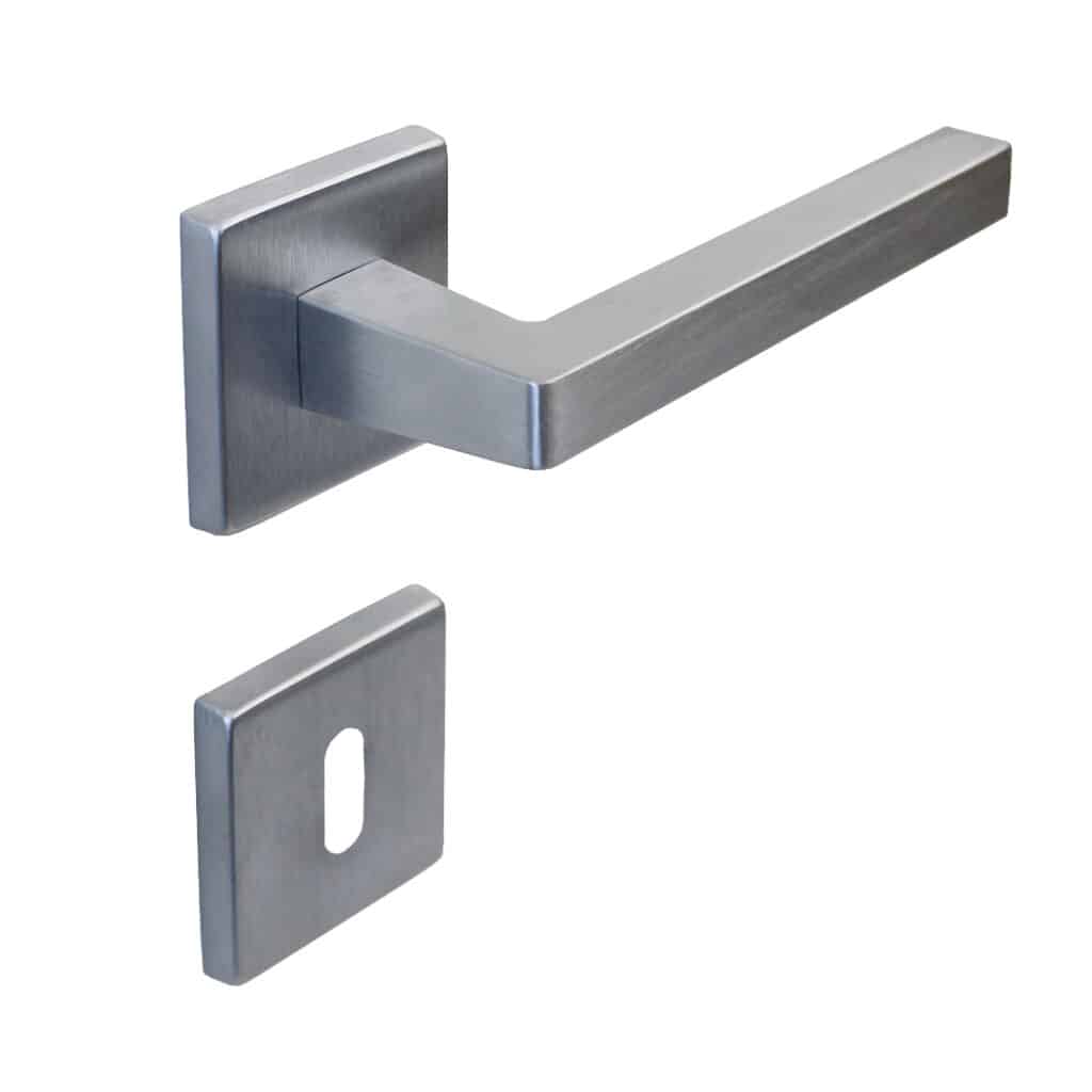 Poignée de porte intérieure (couple) en zamac finition chrome satiné mat - Gris / argent, Zamak
