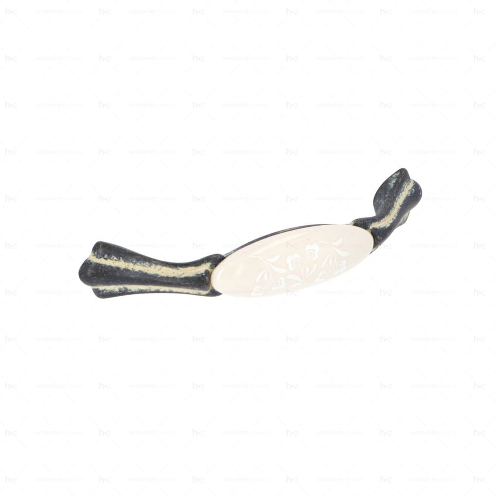 Poignée pour meubles en zamac et Porcelaine Entraxe 96mm Ivoire rustique Lot de 25 - Beige, Zamak