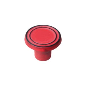 Bouton de meuble fer diamètre 35 mm en fer vieilli patiné rouge lot de 24 piéces