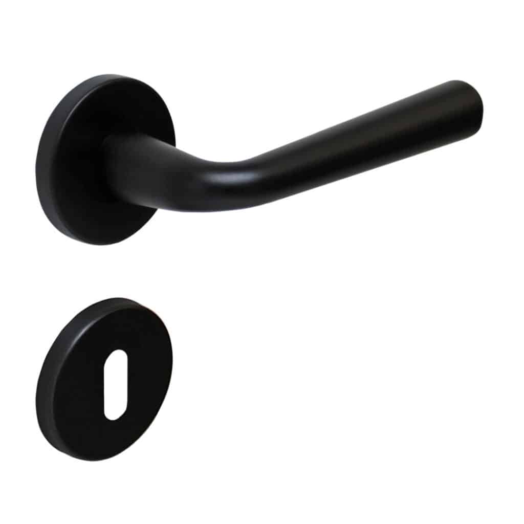 Poignée de porte intérieure (couple) en zamac finition époxy noir mat - Zamak
