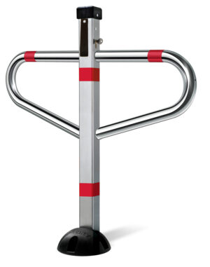 Barrière de parking *premium*en T, a clef, rabattable 1 pied, Lot de 12 pièces. - Gris / argent, Acier