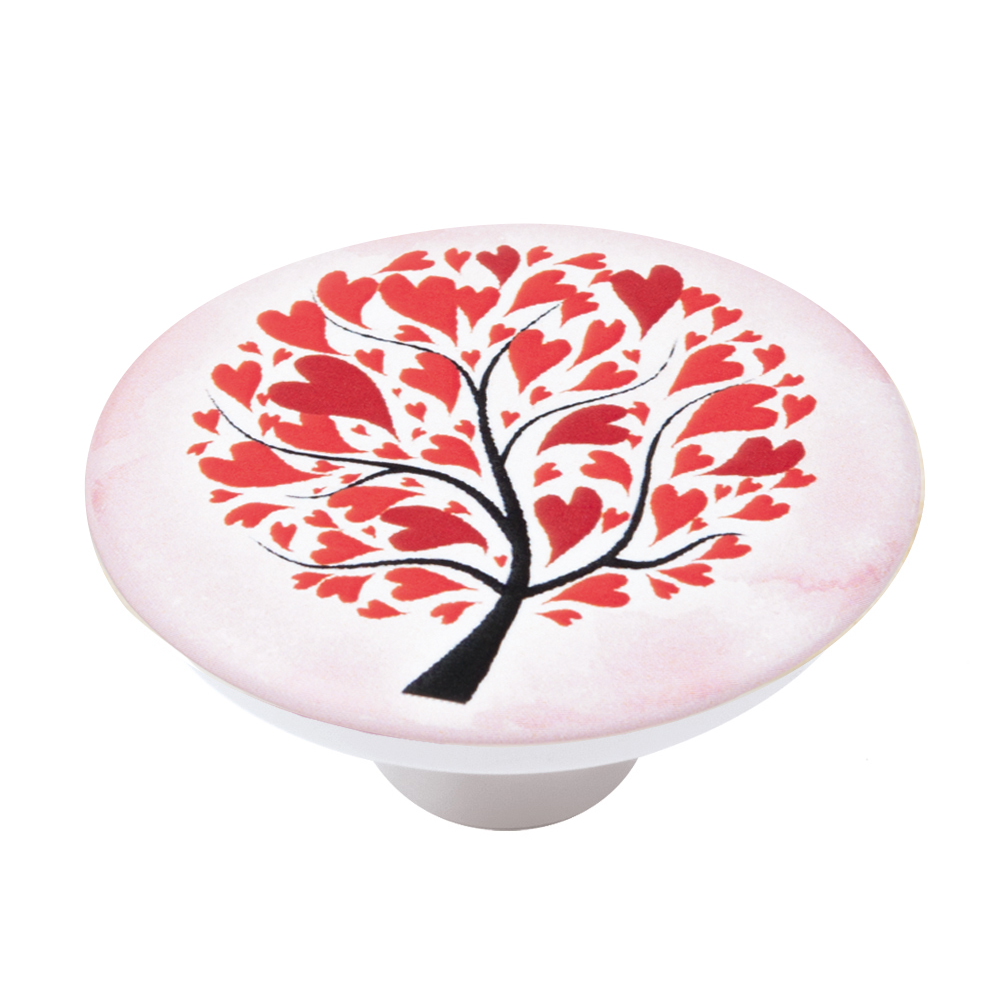 Bouton de meuble abs diamètre 50 mm sérigrafié arbre rouge lot de 36 piéces