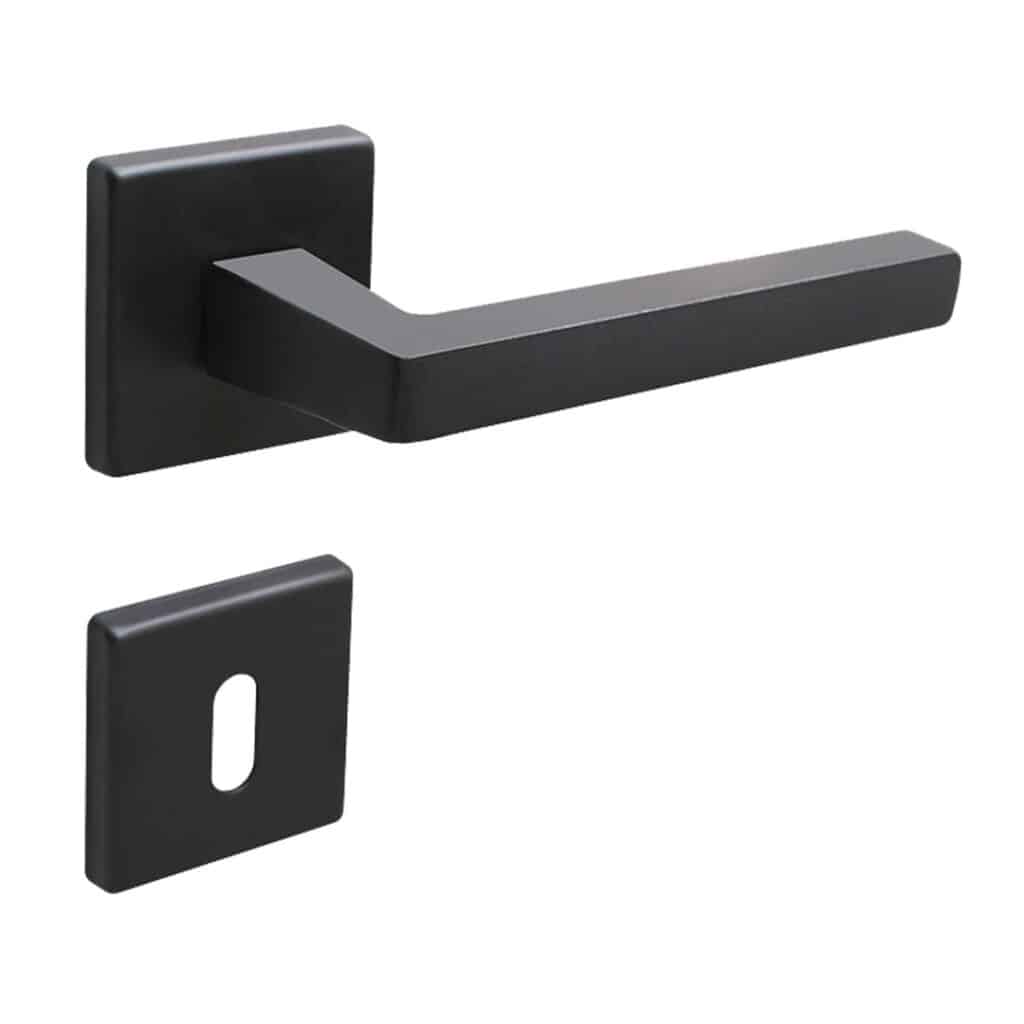 Poignée de porte intérieure (couple) en zamac finition époxy noir mat - Zamak