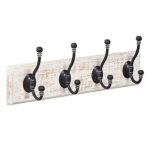 Porte manteau  4 crochets  bois blanc decapé oxydé decapé lot de 3 piéces - Noir