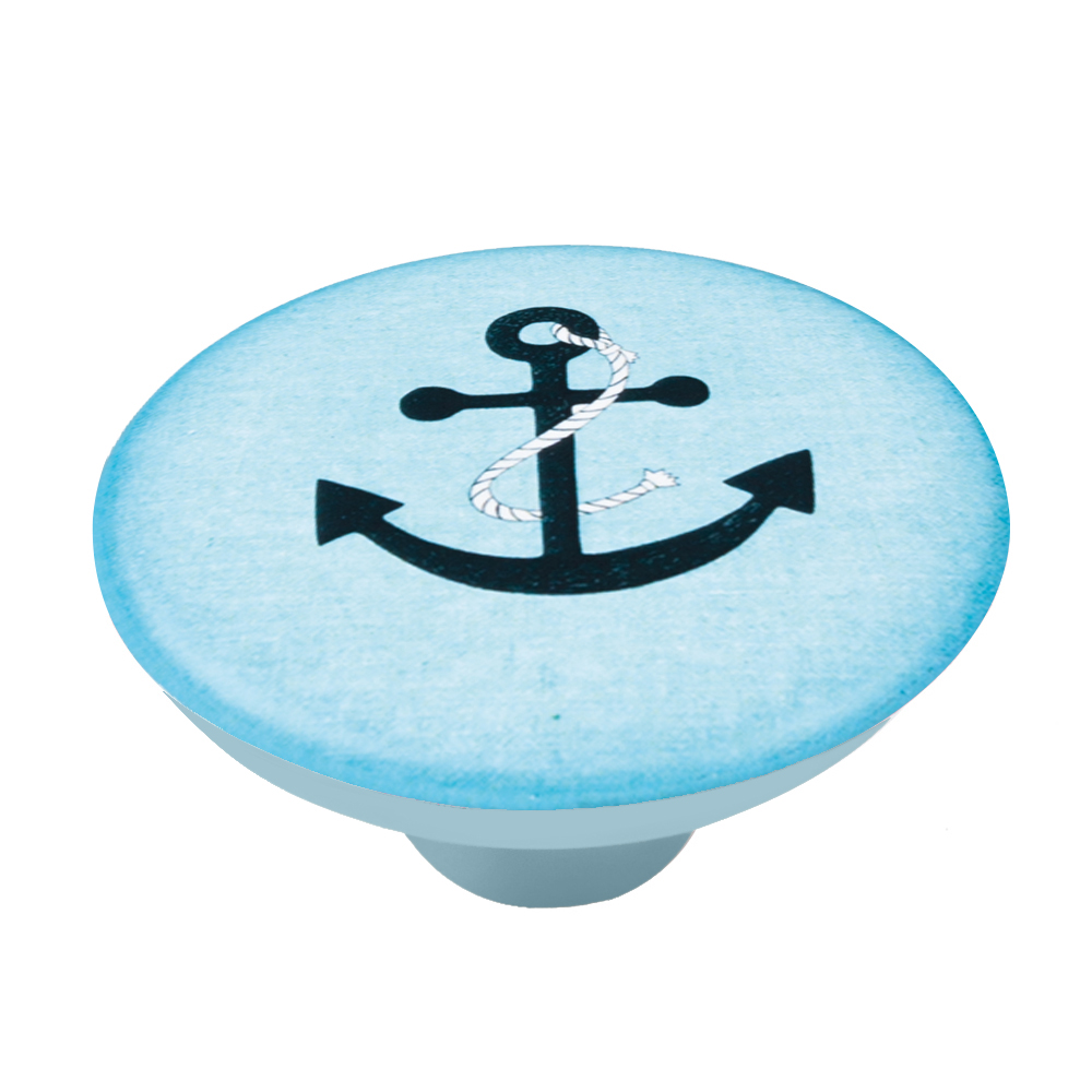 Bouton de meuble abs diamètre 50 mm sérigrafié ancre lot de 36 piéces - Bleu
