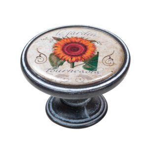 Bouton de meuble zamac diamètre 37 mm oxydé decapé fleur orange 1 lot de 12 piéces - Multicouleur, Zamak