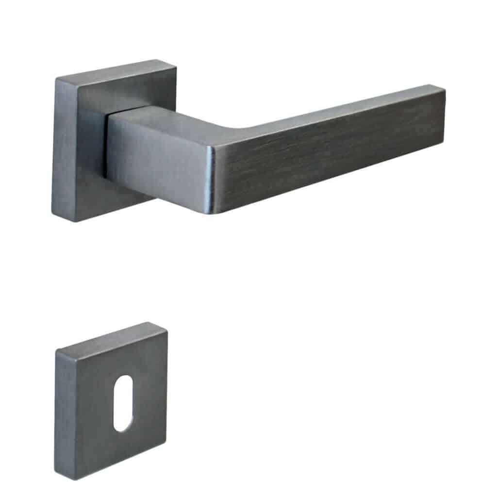Poignée de porte intérieure (couple) en zamac finition chrome satiné mat - Gris / argent, Zamak