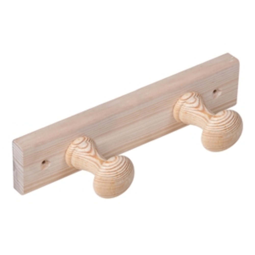Porte manteau 2 Bouton pin cru vertical lot de 9 piéces - Beige, Bois