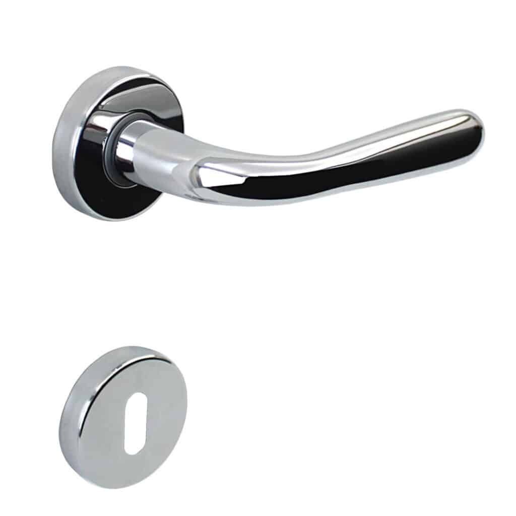 Poignée de porte intérieure (couple) en zamac finition chrome brillant - Gris / argent, Zamak