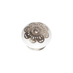 Bouton de meuble porcelaine diamètre 40 mm ceramique appliqué en argent lot de 24 piéces – Gris / argent