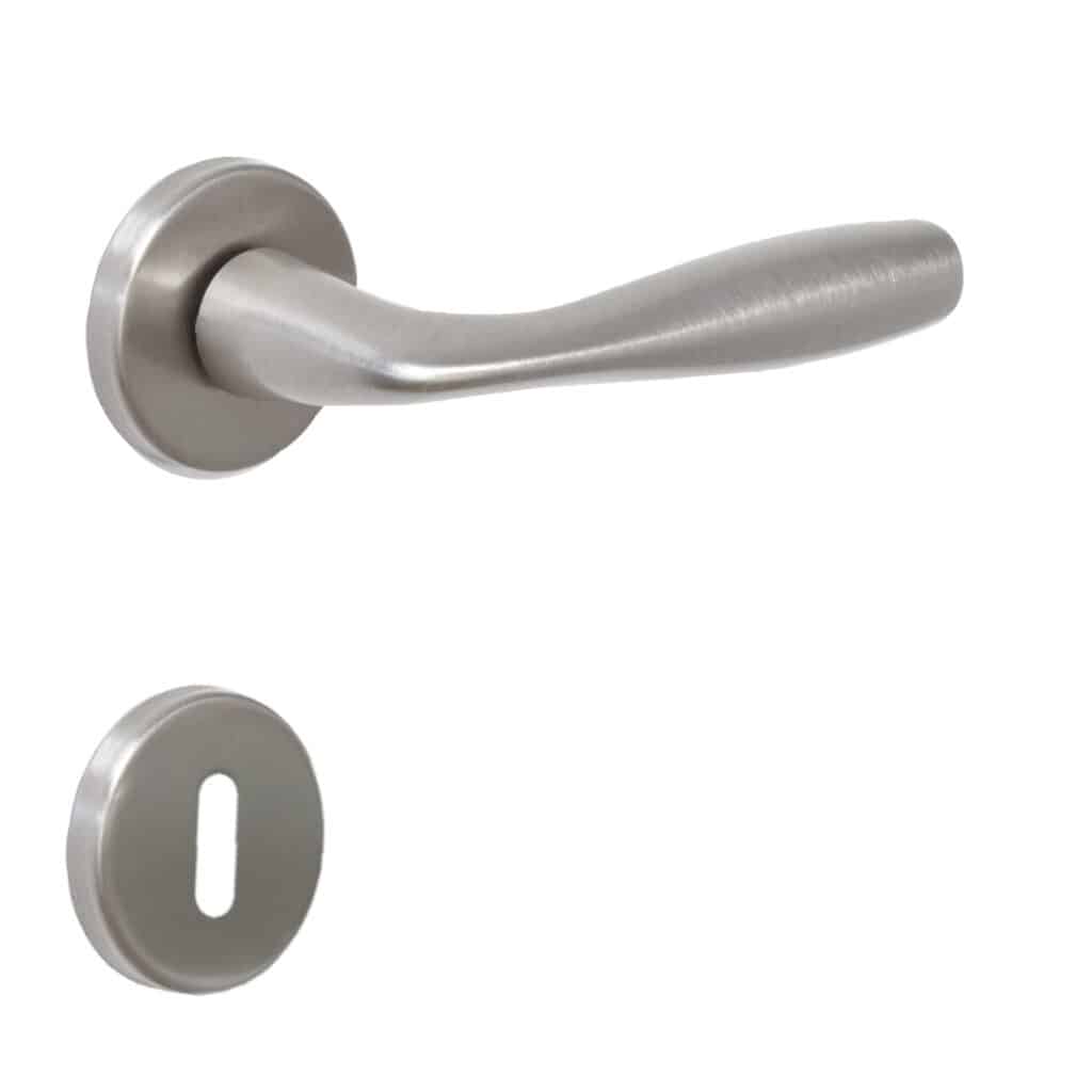 Poignée de porte intérieure (couple) en zamac finition HR nickel poli satiné - Gris / argent, Zamak
