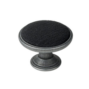 Bouton de meuble zamac  diamètre 37 mm en argent vieilli-tissu noir lot de 24 piéces – Gris / argent, Zamak