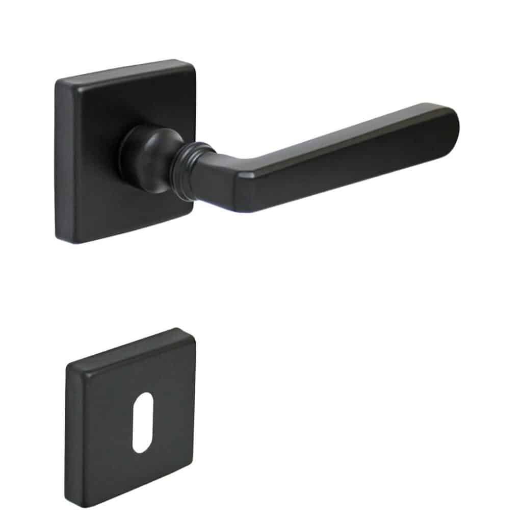 Poignée de porte intérieure (couple) en zamac finition époxy noir mat - Zamak