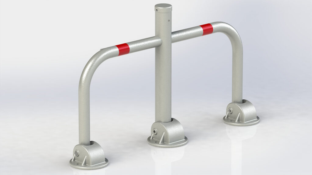 Barrière de parking rabattable 3 pieds, Lot de 26 pièces. - Gris / argent, Acier
