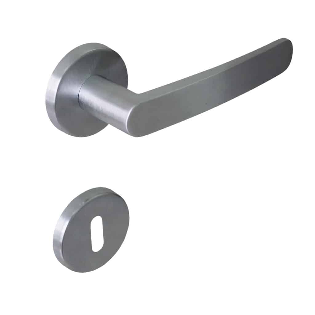 Poignée de porte intérieure (couple) en zamac finition chrome satiné - Gris / argent, Zamak