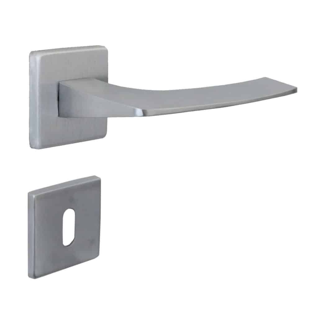 Poignée de porte intérieure (couple) en zamac finition chrome satiné mat - Gris / argent, Zamak
