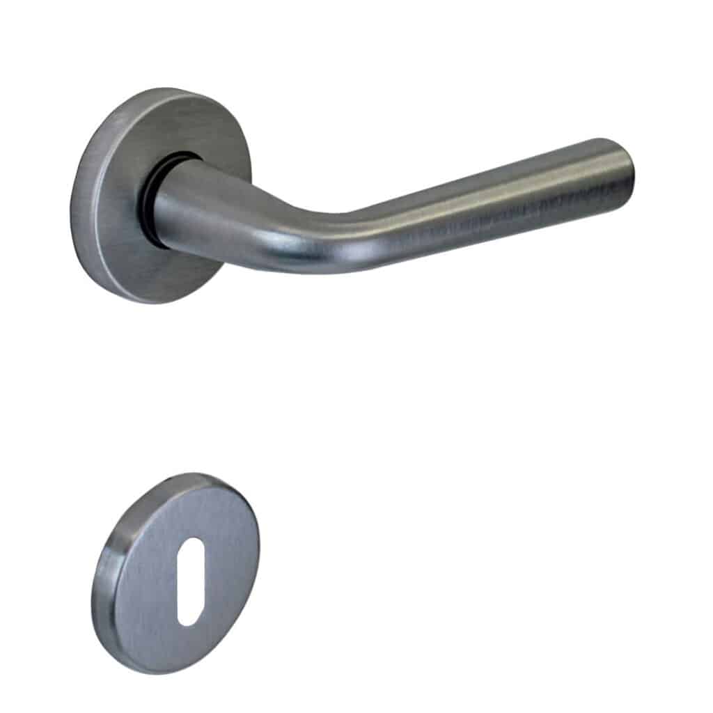 Poignée de porte intérieure (couple) en zamac finition chrome satiné mat - Gris / argent, Zamak
