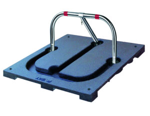 Barrière de parking *premium*  Rabattable, a clef, 3 pieds sur plaque, Lot de 10 pièces. - Gris / argent, Acier zingué