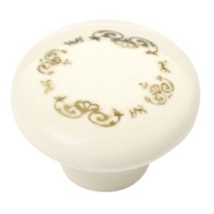 Bouton de meuble porcelaine diamètre 32 mm porcelaine beige couronne fleurs dorée lot de 24 piéces - Multicouleur