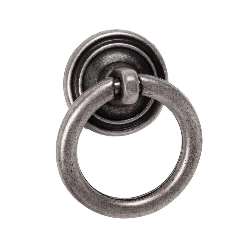 Bouton de meuble zamac anneau diamètre 32 mm argent vieilli lot de 36 piéces - Gris / argent, Zamak