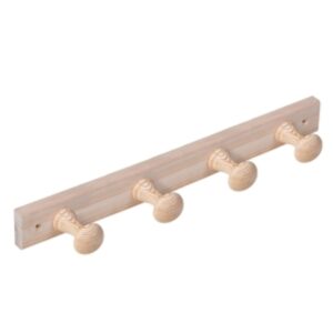 Porte manteau 4 crochets pin cru vertical lot de 6 piéces - Beige, Bois
