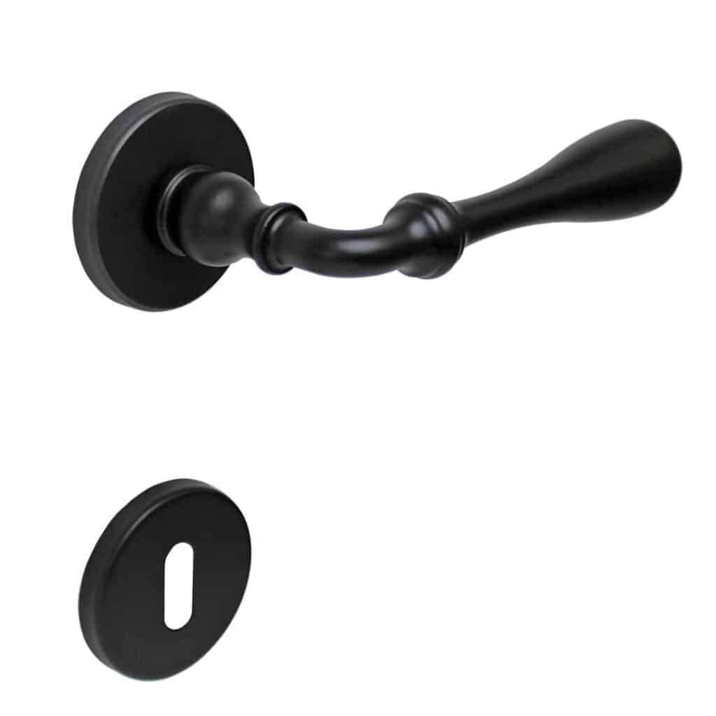 Poignée de porte intérieure (couple) en zamac finition époxy noir - Zamak
