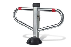 Barrière de parking *premium*cœur, a clef, rabattable 1 pied. Lot de 24 pièces. - Gris / argent, Acier