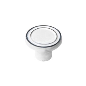 Bouton de meuble fer diamètre 35 mm en fer vieilli patiné blanc lot de 24 Piéces